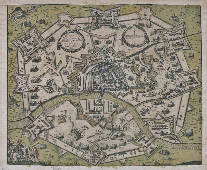 Plan des fortifications de Montauban lors du siège de 1621, ADTG, fonds Serr, 23J